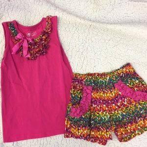 pink ruffle top w/shorts ruffle butts brand